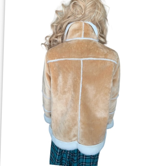 LANDSEND Womens Petite Faux Sheepskin Shearling Warm Winter Fleece Moto Jacket - Picture 4 of 11